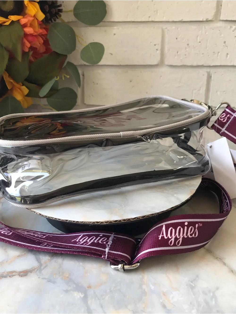 Texas A&M Clear Crossbody Bag with Maroon Aggies Strap NWT
